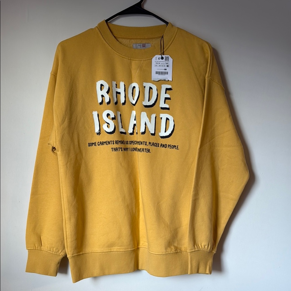 Zara Yellow Sweatshirt with Rhode Island Print